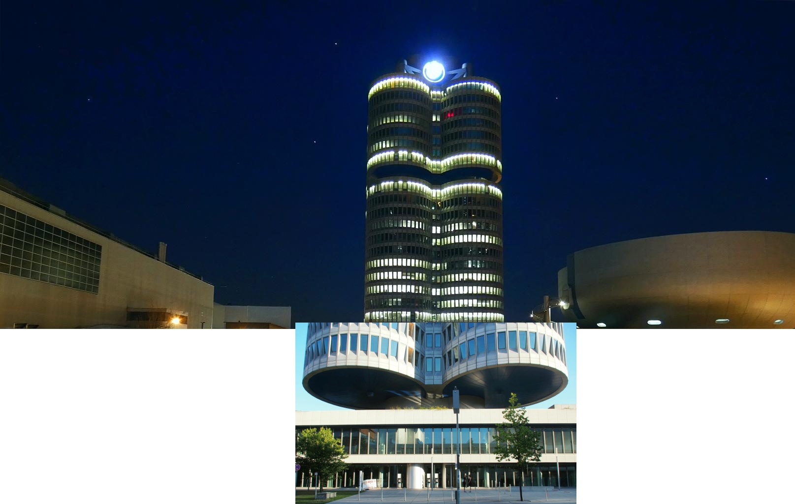 BMW-Konzernzentrale in Form eines 4-Zylinder-Motors