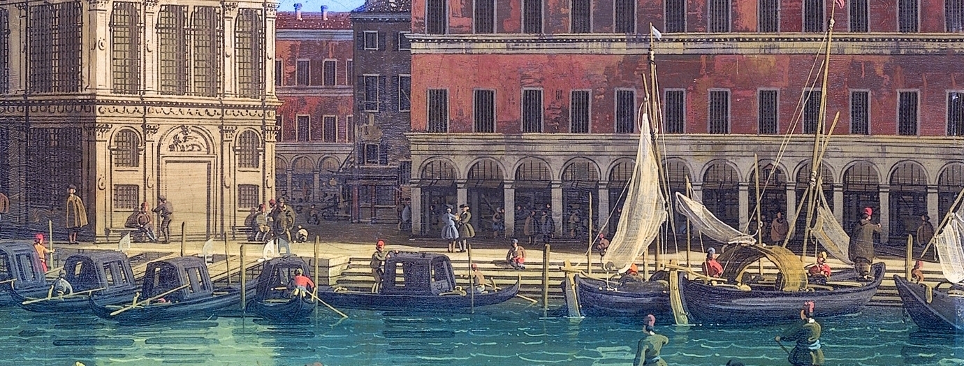Im Canaletto-Gemälde aus dem 18. Jhdt. sieht man hier 6 Stufen am Canal Grande ...