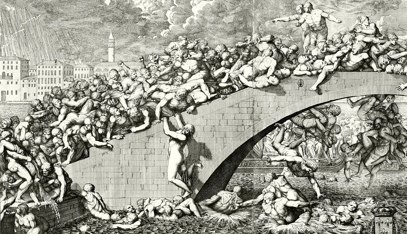 Rituelle Raufereien und Faustkämpfe wurden regelmäßig an bestimmten Brücken Venedigs ausgetragen.